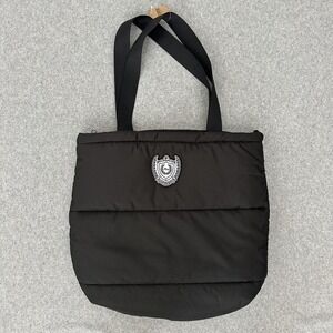 Victorias Secret PINK Tote Bag Womens One‎ Size Black Quilted Puffer Zip Top NEW